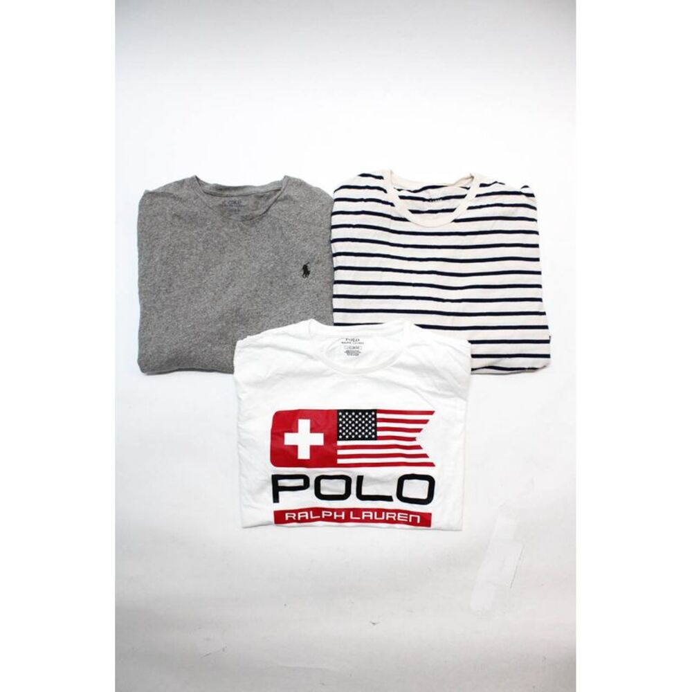 Polo Ralph Lauren J Crew Cotton Long Sleeve Shirts Gray White Size L Lot 3